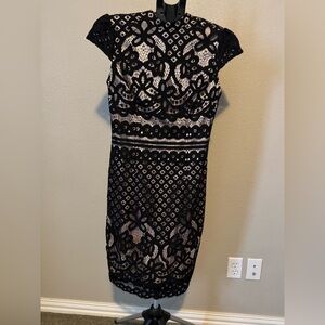 Quiz Black and Gold Dress Sz 6
